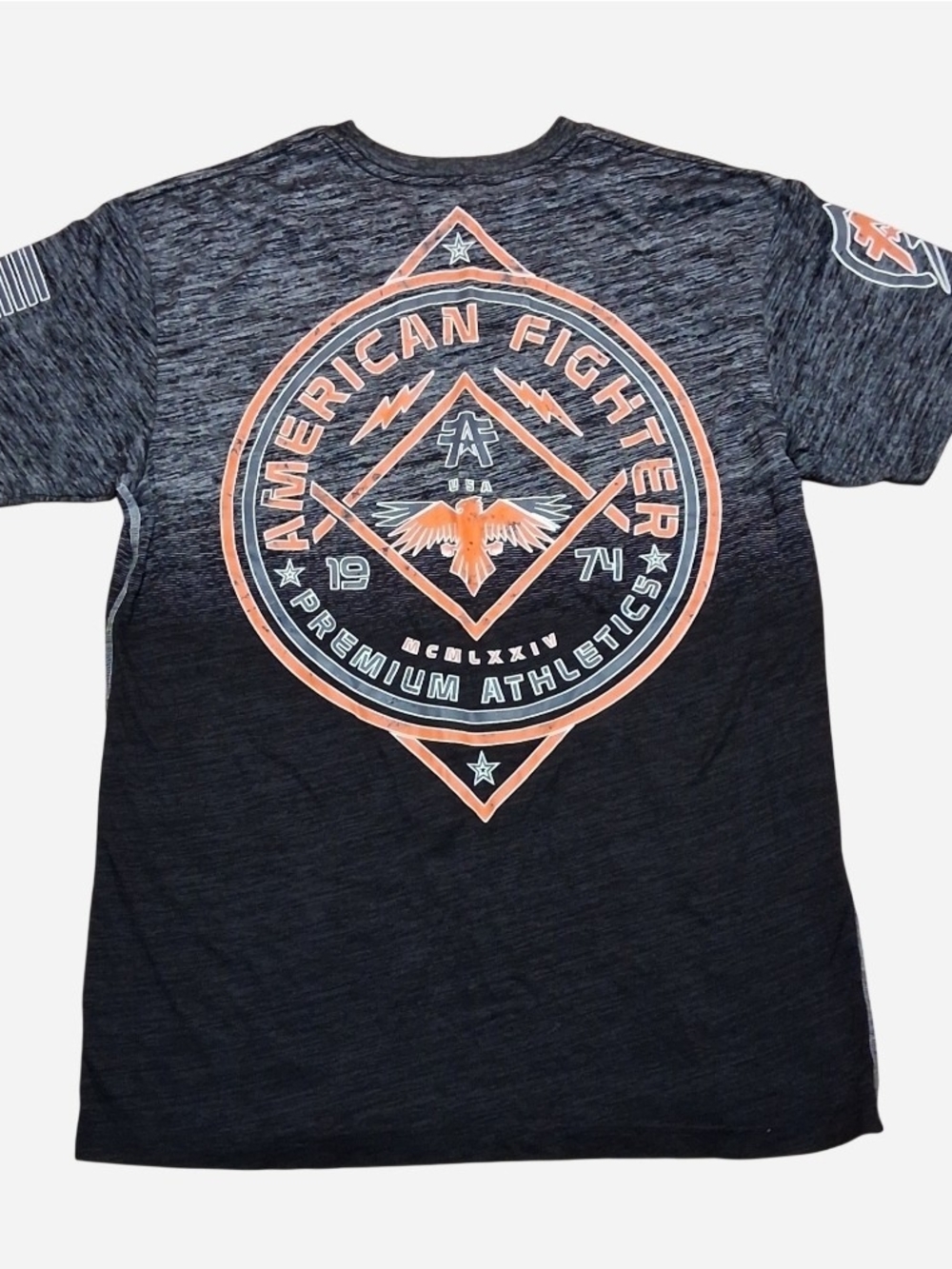 American Fighter Black & Charcoal Graphic Short Sleeve Tee with Orange Accent - Picture 3 of 3